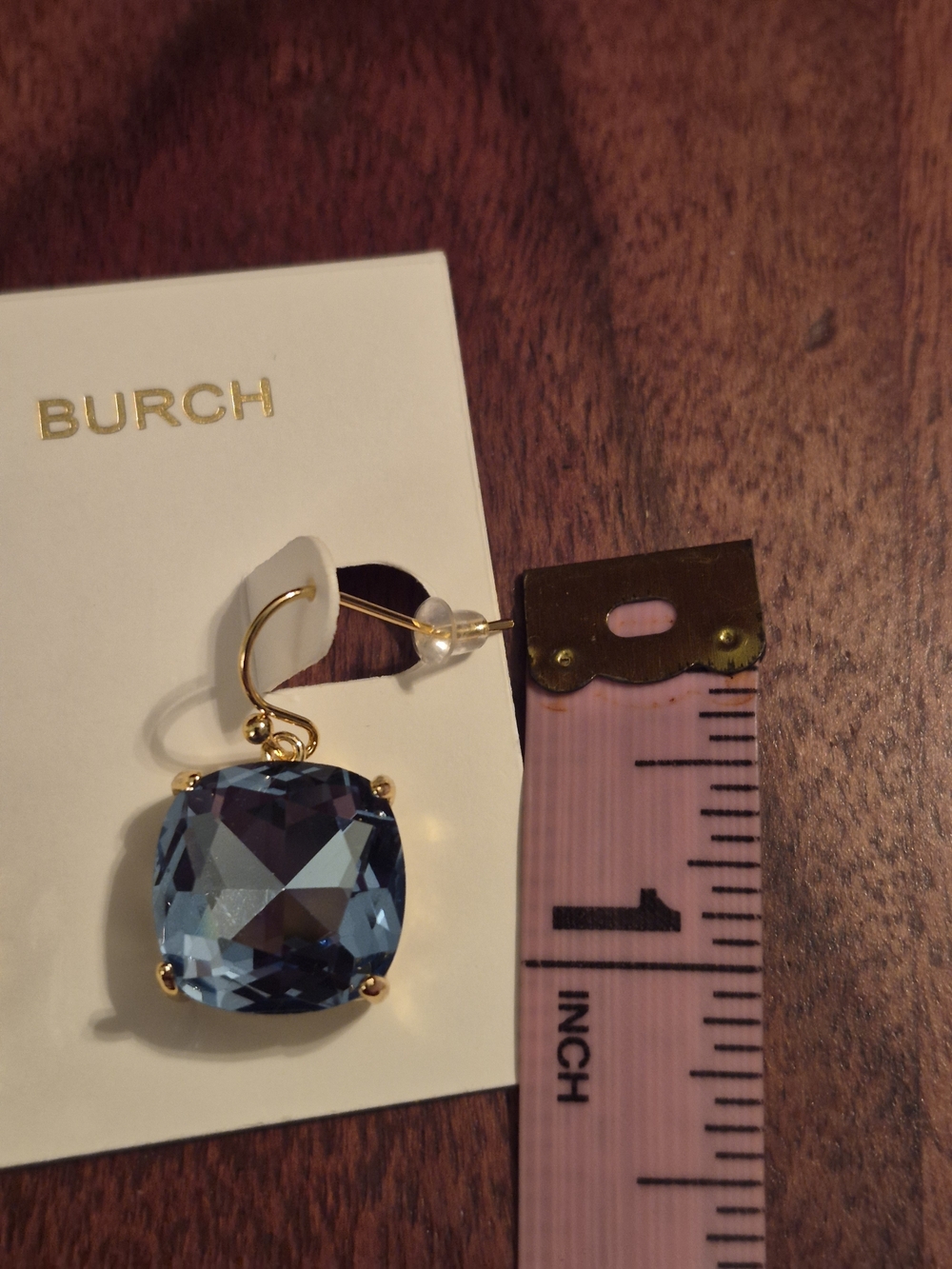Tory Burch Gold-Plated Blue Crystal Drop Earrings - Picture 7 of 7